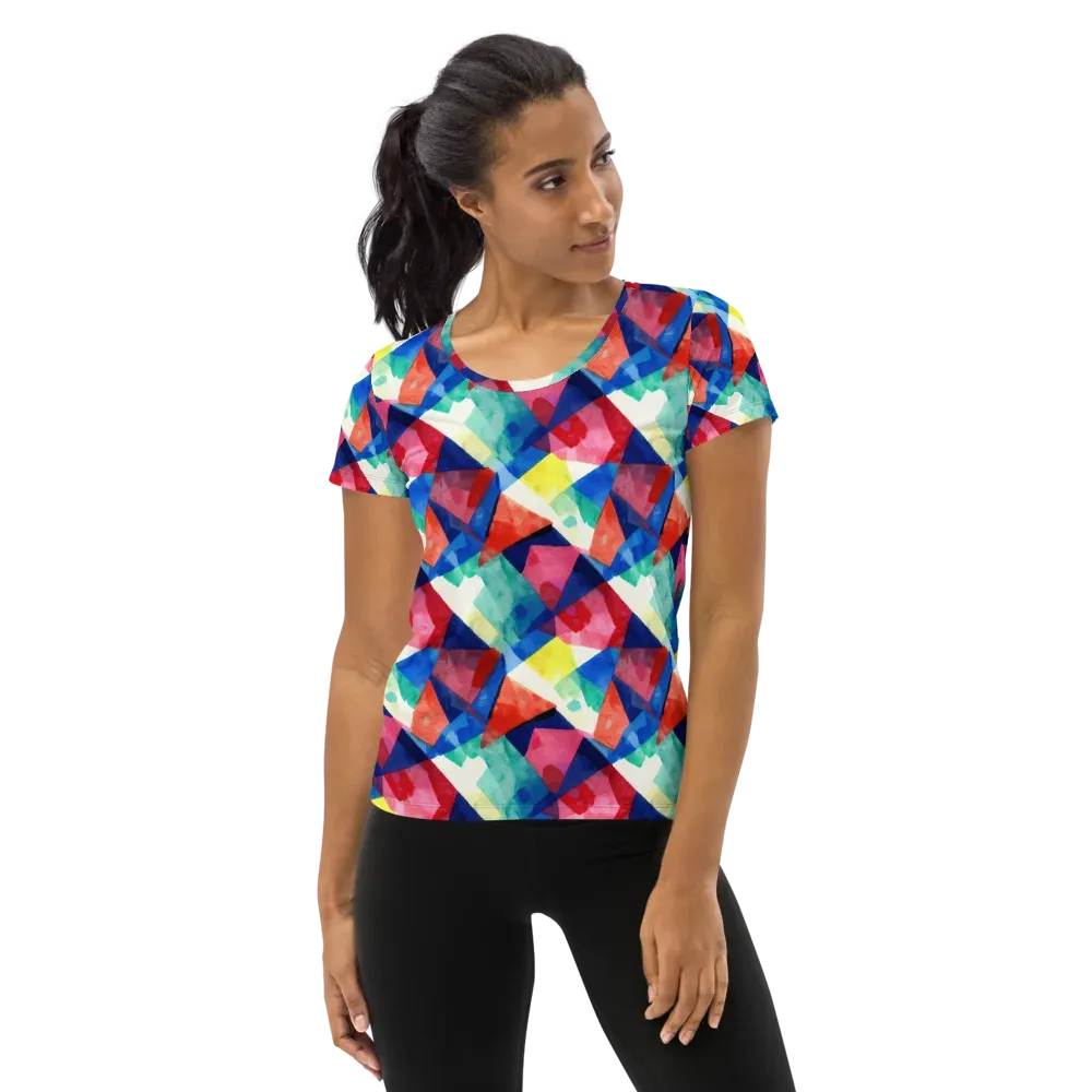 Chromatic Collage on Women's Athletic T-Shirt — Front