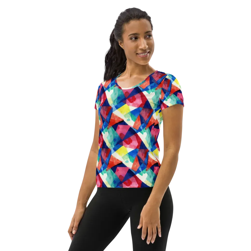 Chromatic Collage on Women's Athletic T-Shirt — Left