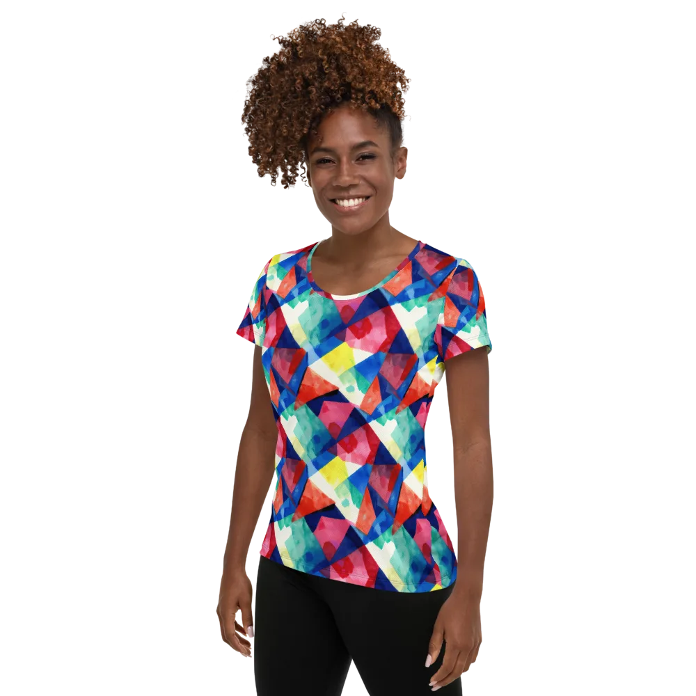 Chromatic Collage on Women's Athletic T-Shirt — Left