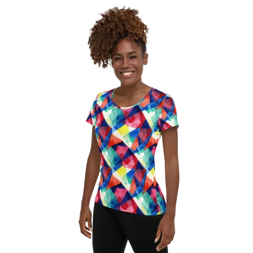 Chromatic Collage on a Women's Athletic T-Shirt