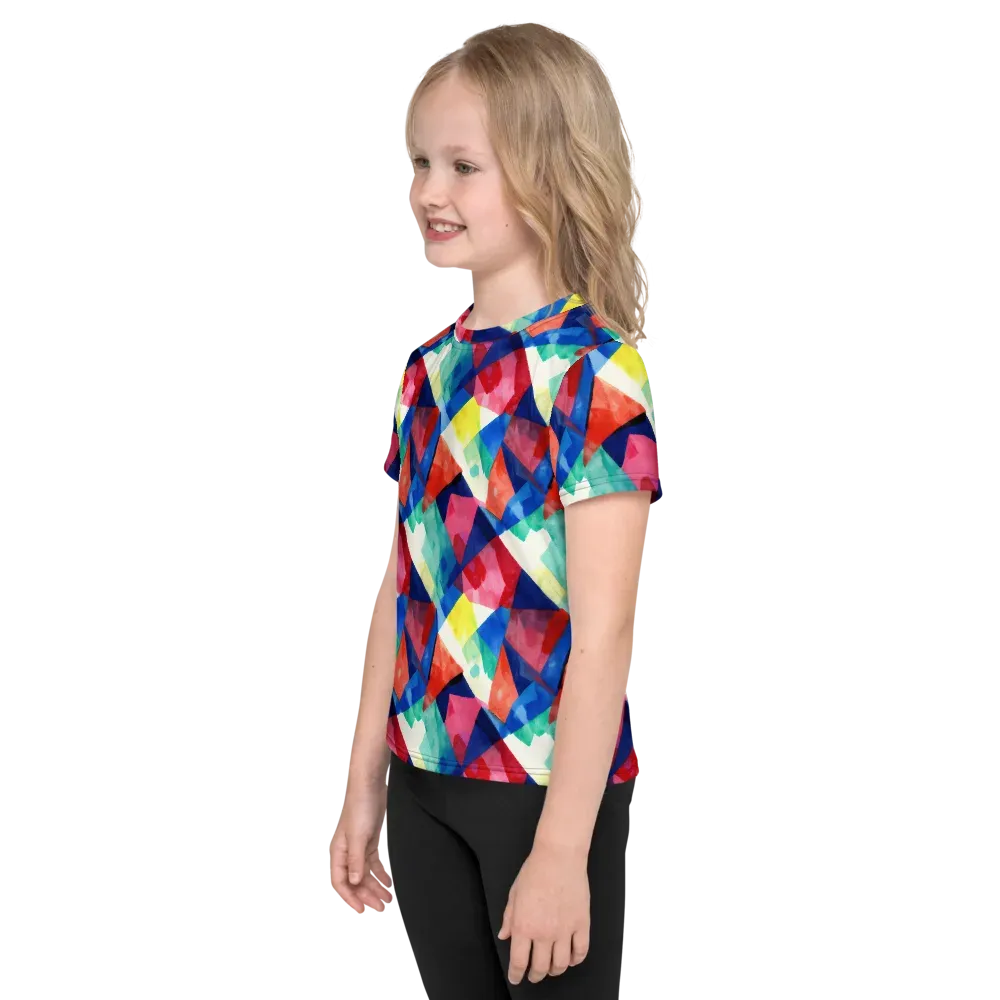 Chromatic Collage on Kids Crew Neck T-Shirt — Left