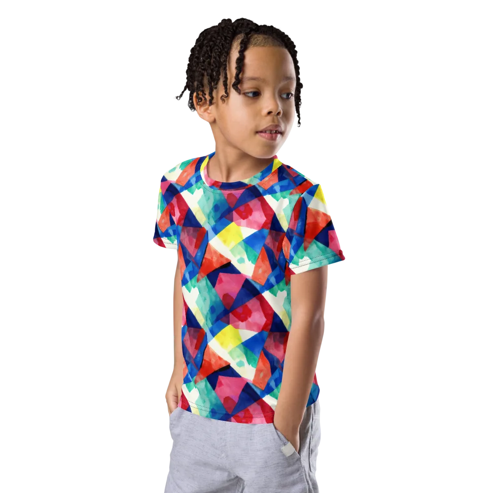 Chromatic Collage on Kids Crew Neck T-Shirt — Left Front