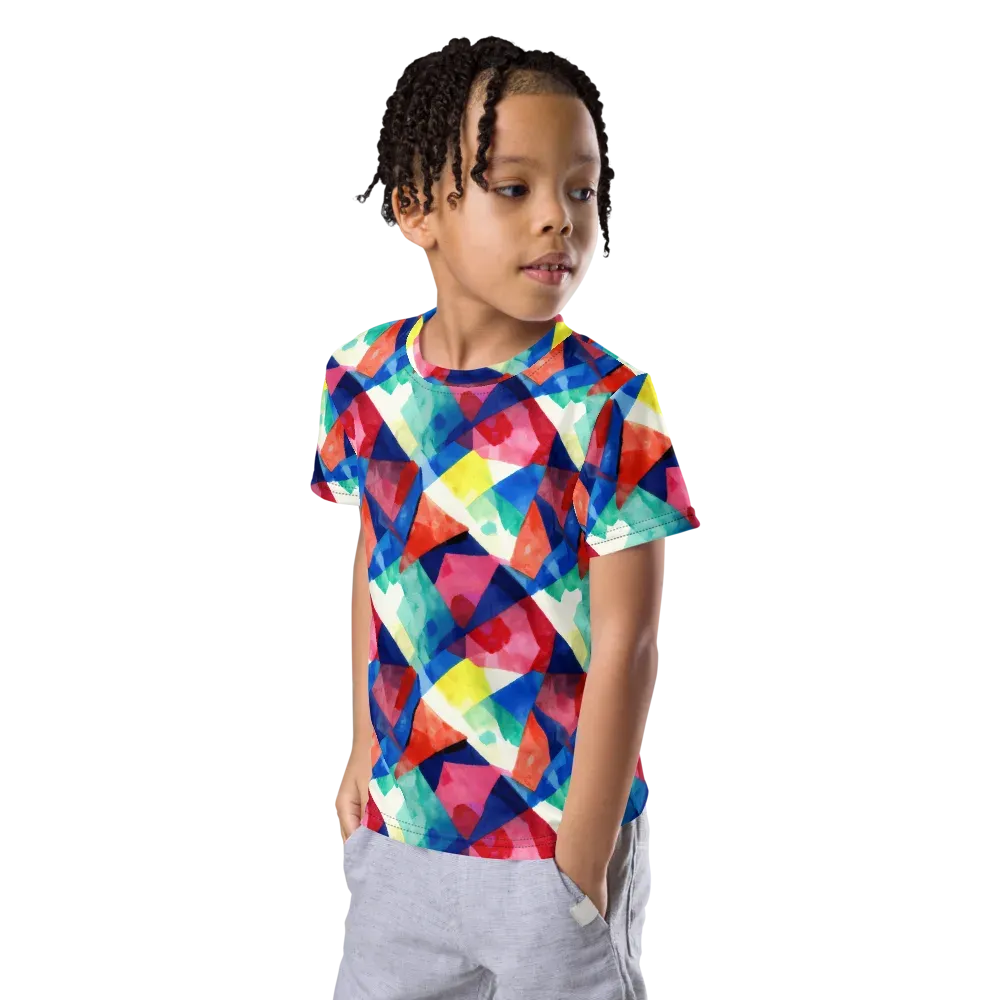Chromatic Collage on Kids Crew Neck T-Shirt — Left Front