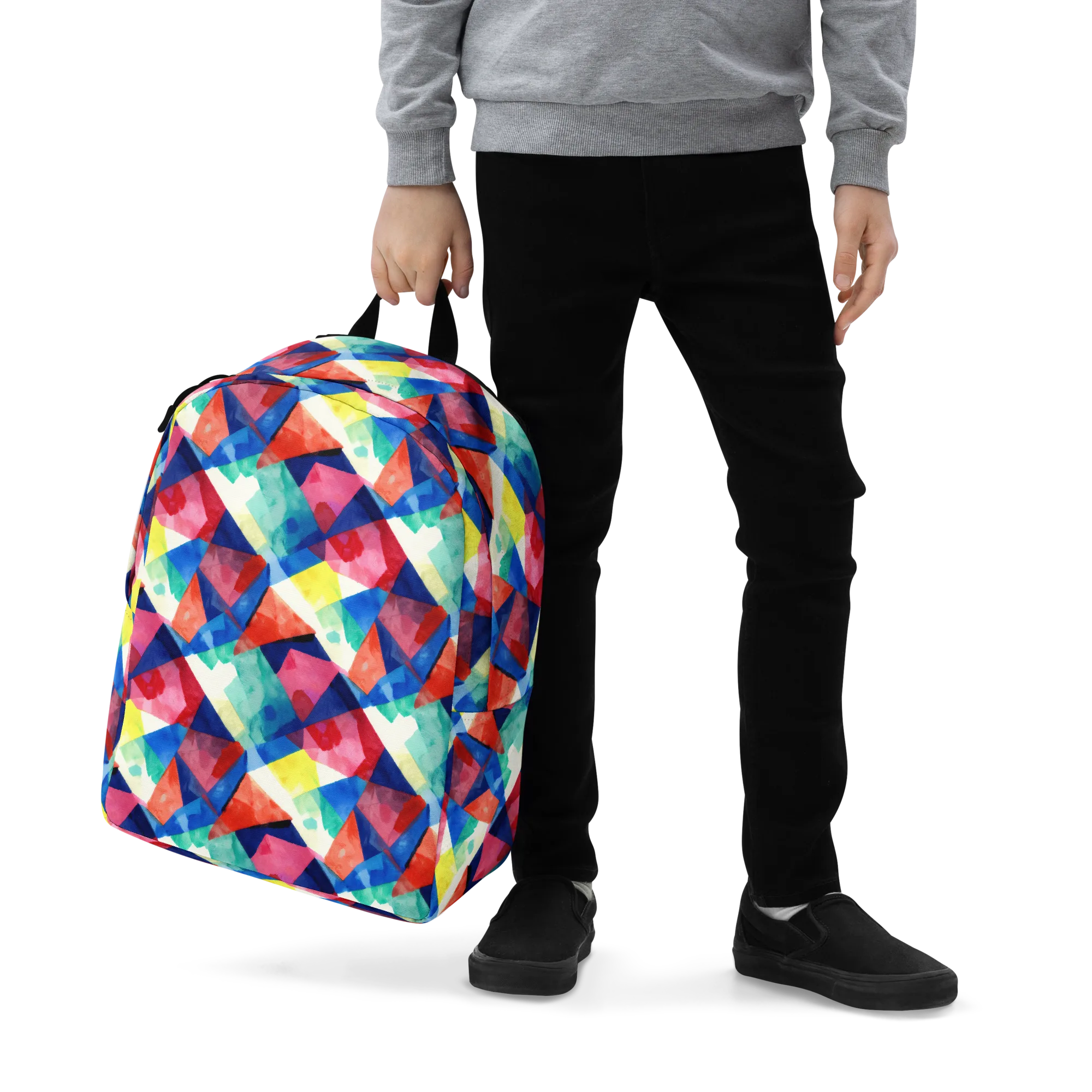 Chromatic Collage on Minimalist Backpack — Zoomed-in