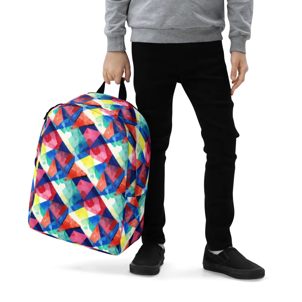 Chromatic Collage on Minimalist Backpack — Zoomed-in