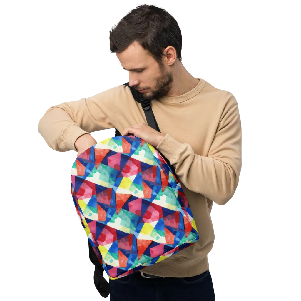 Chromatic Collage on Minimalist Backpack — Front