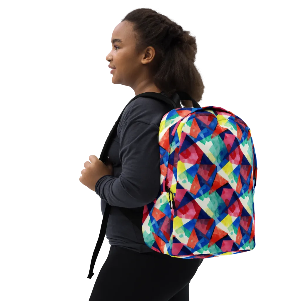Chromatic Collage on Minimalist Backpack — Right Front