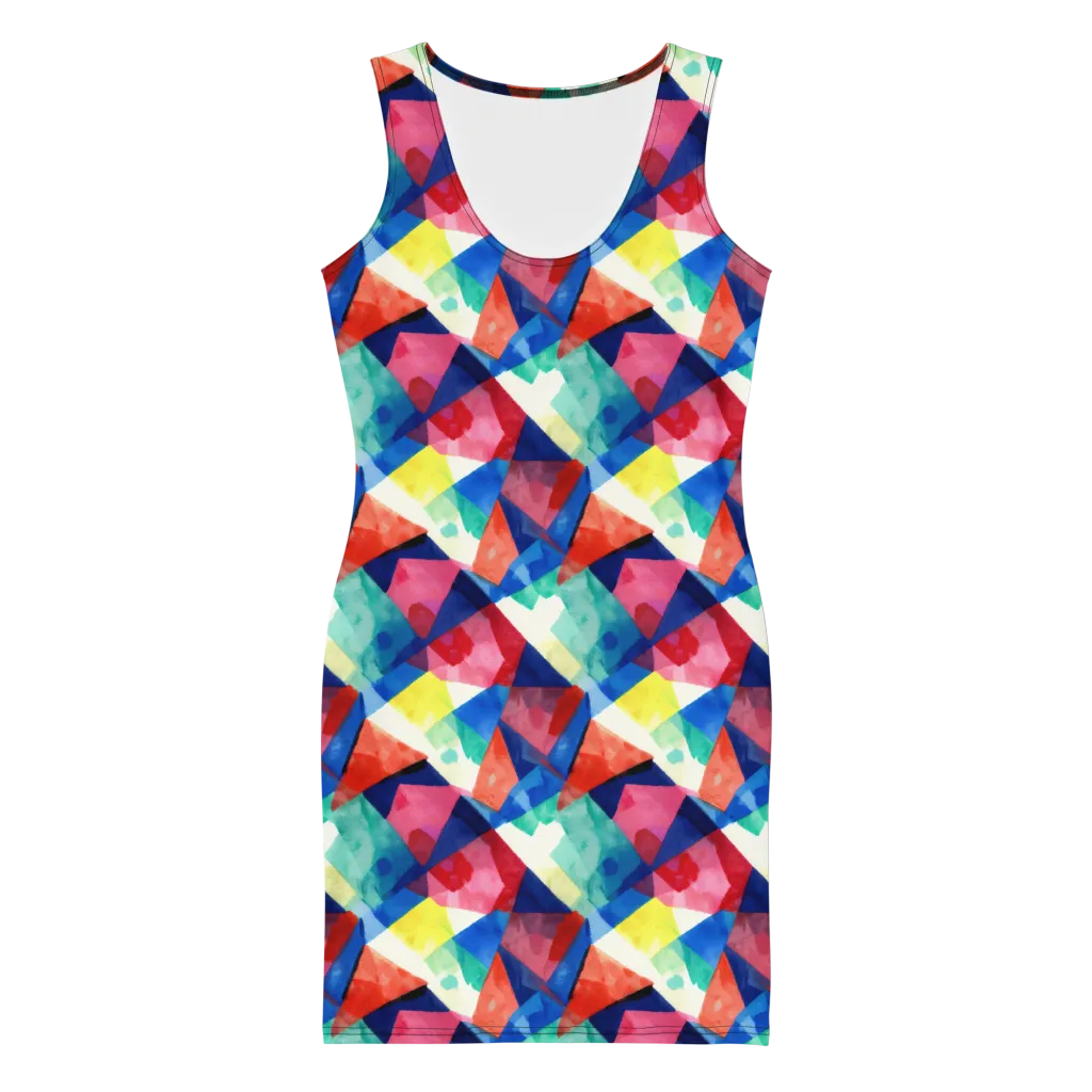 Chromatic Collage on Bodycon Dress — Front