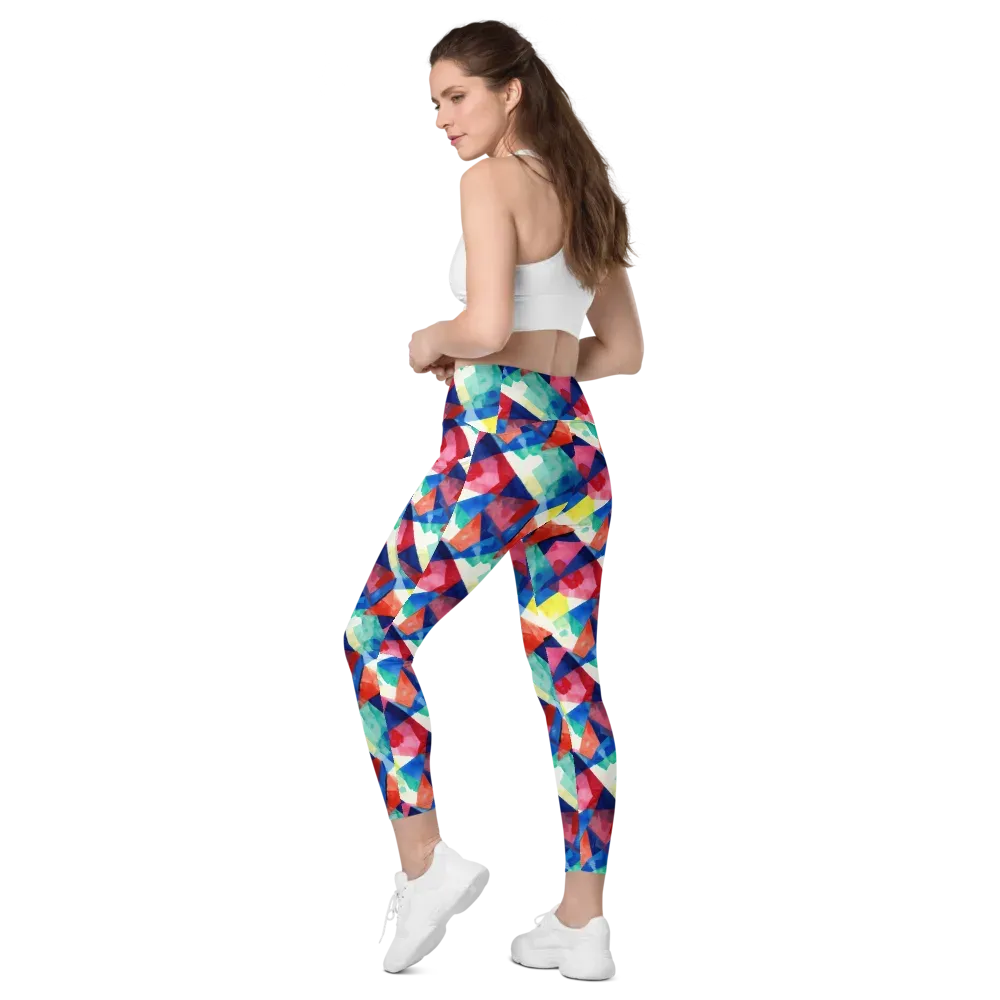 Chromatic Collage on Leggings with Pockets — Left Back