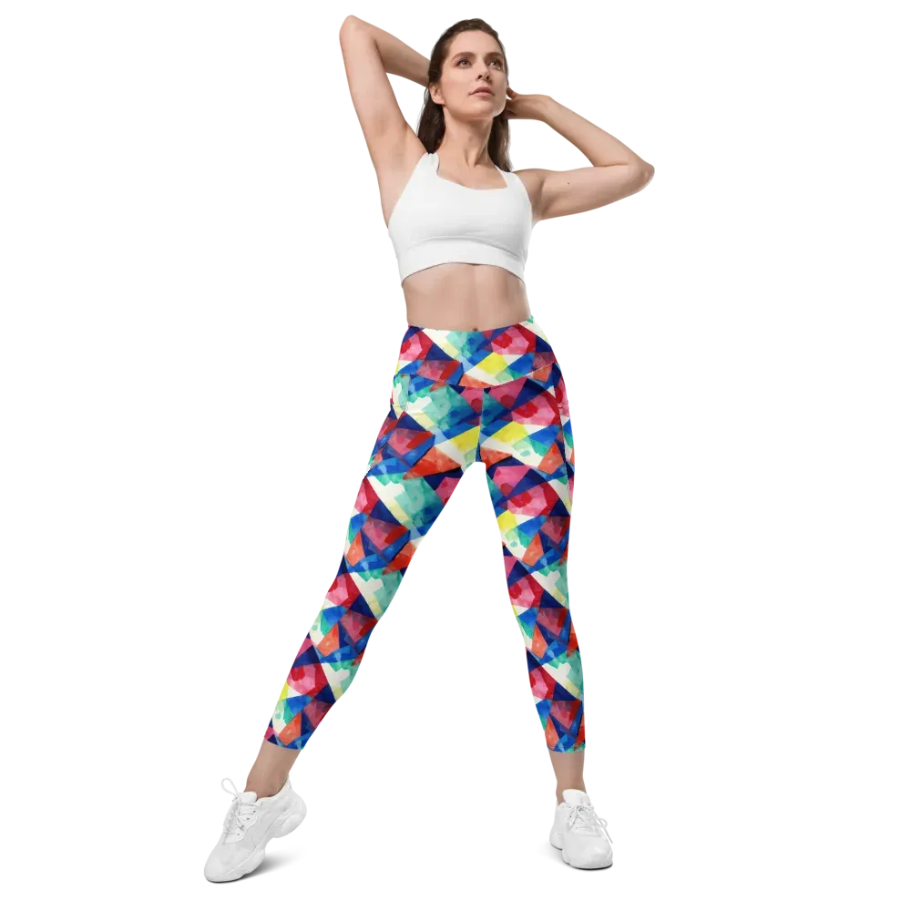 Chromatic Collage on Leggings with Pockets — Front