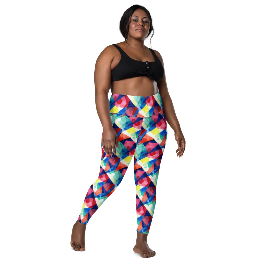 Chromatic Collage on Leggings with Pockets — Front