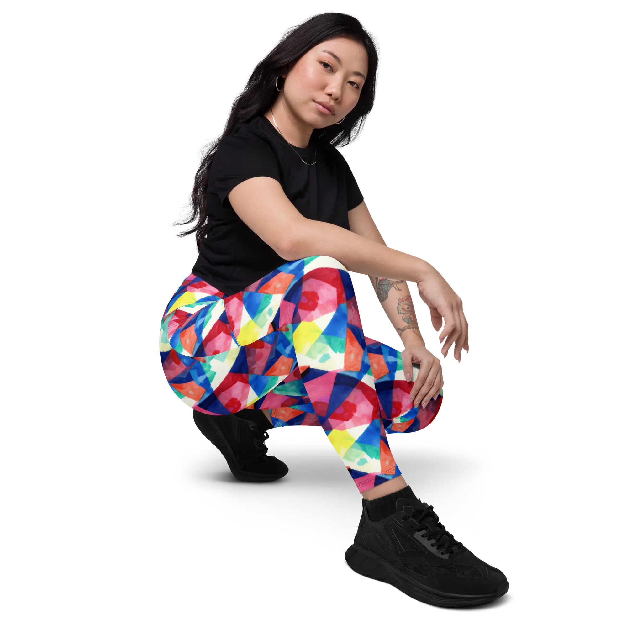 Chromatic Collage on Leggings with Pockets — Right Front