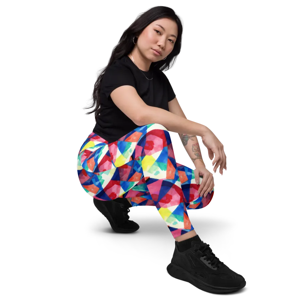 Chromatic Collage on Leggings with Pockets — Right Front
