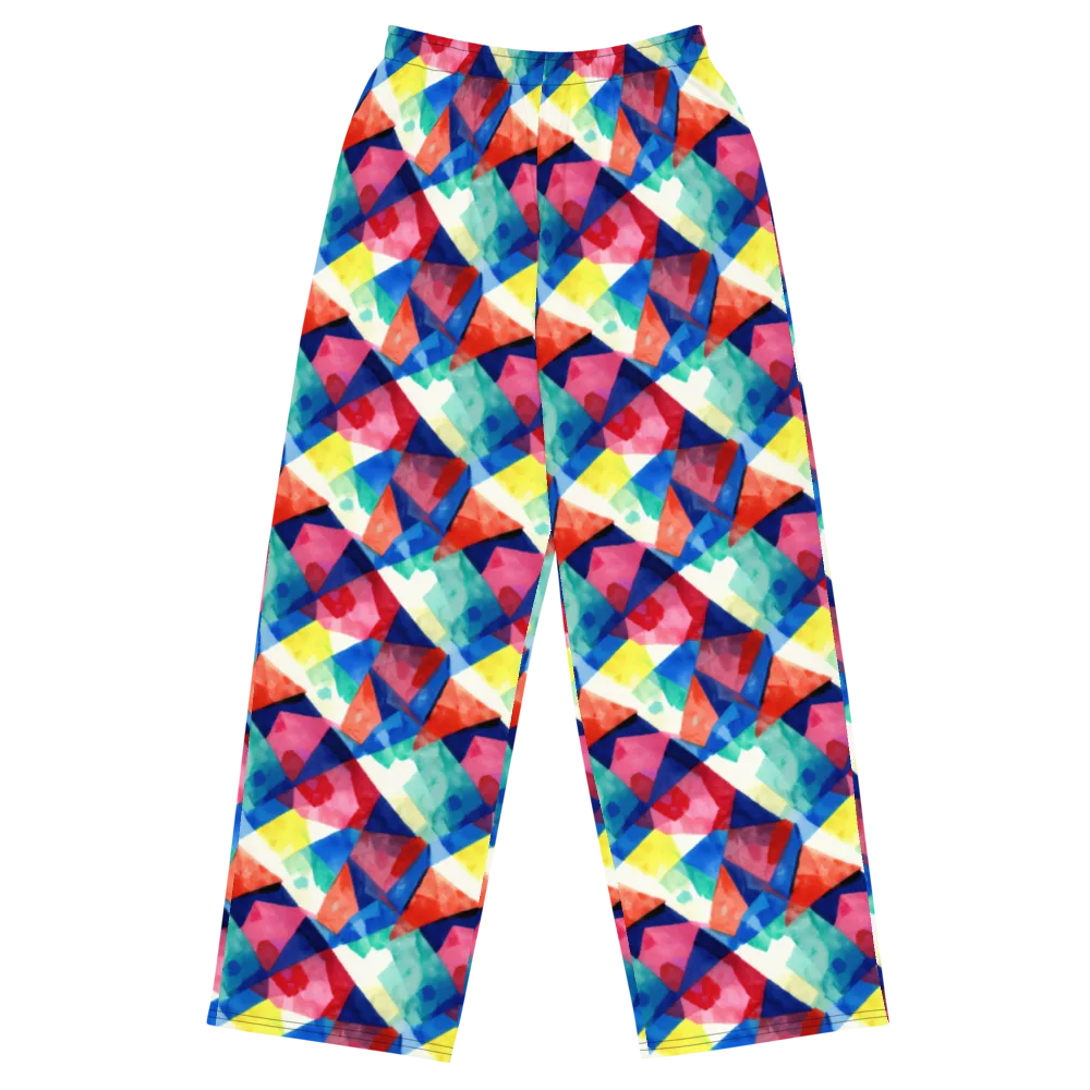 Chromatic Collage on Wide-Leg Pants — Front