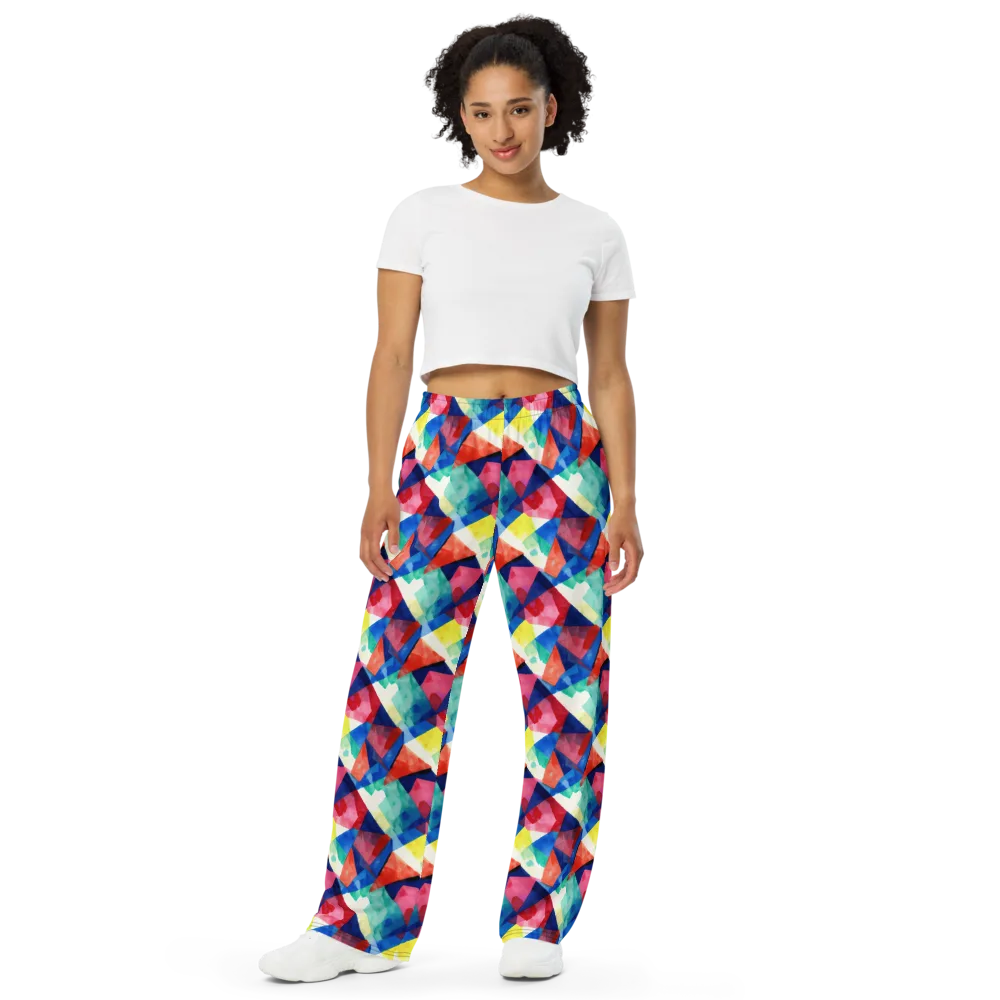 Chromatic Collage on Wide-Leg Pants — Front