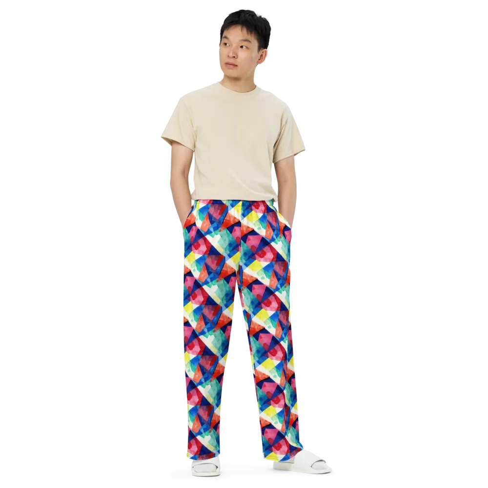 Chromatic Collage on Wide-Leg Pants — Front