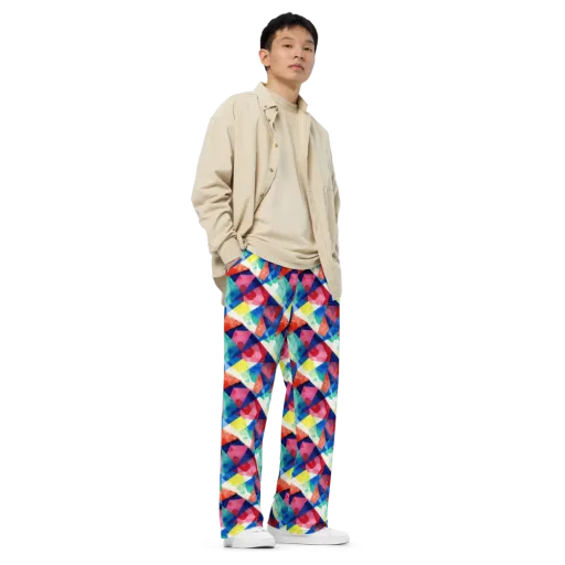 Chromatic Collage on a Wide-Leg Pants