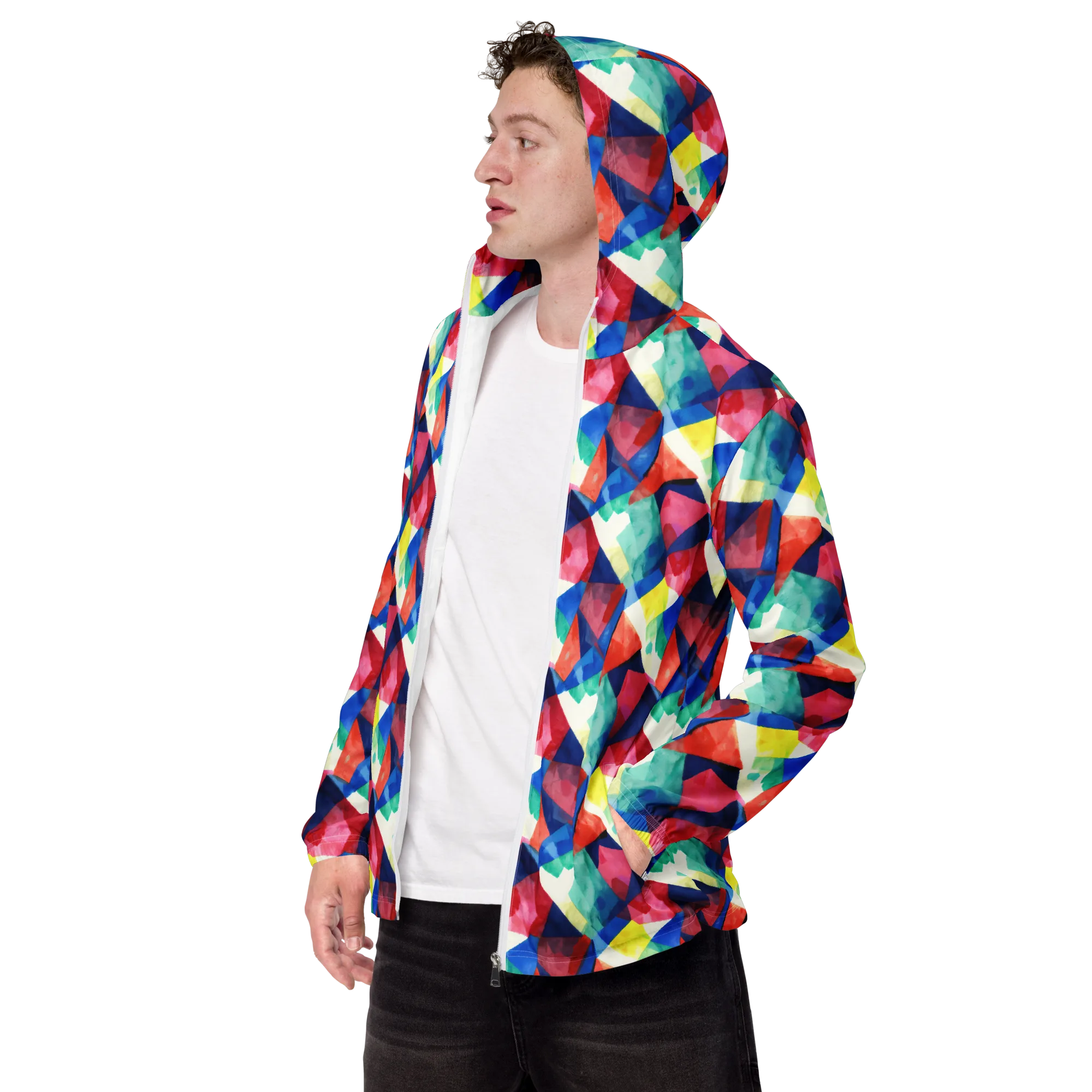Chromatic Collage on Men's Windbreaker — Left Front
