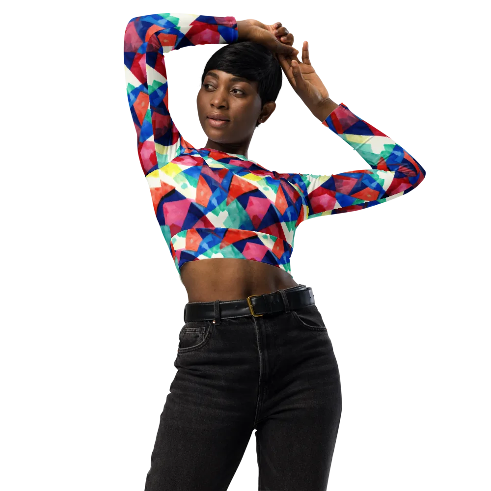 Chromatic Collage on Long Sleeve Crop Top — Front