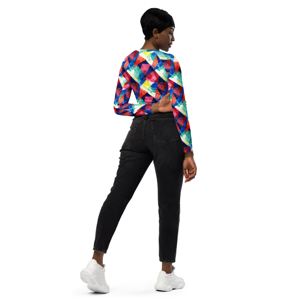 Chromatic Collage on Long Sleeve Crop Top — Right Back