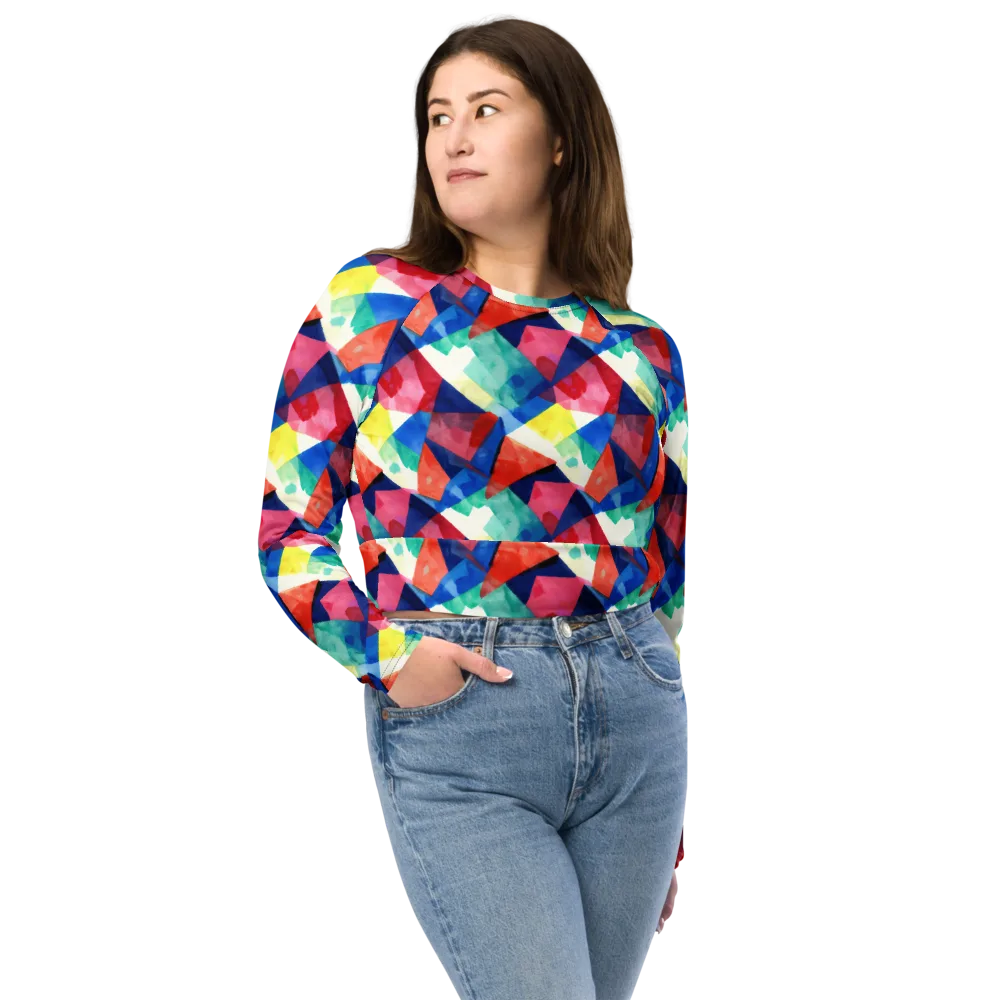 Chromatic Collage on Long Sleeve Crop Top — Front