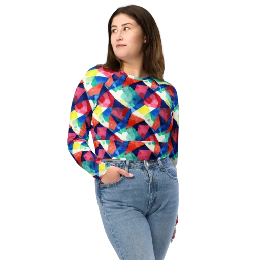 Chromatic Collage on a Long Sleeve Crop Top