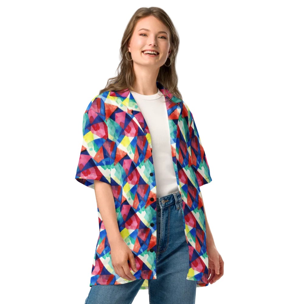 Chromatic Collage on Button Shirt — Front