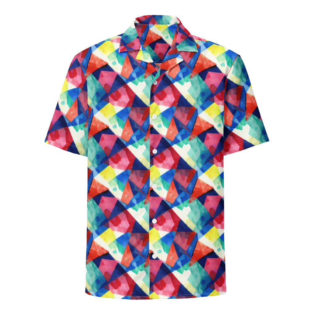 Chromatic Collage on Button Shirt — Front