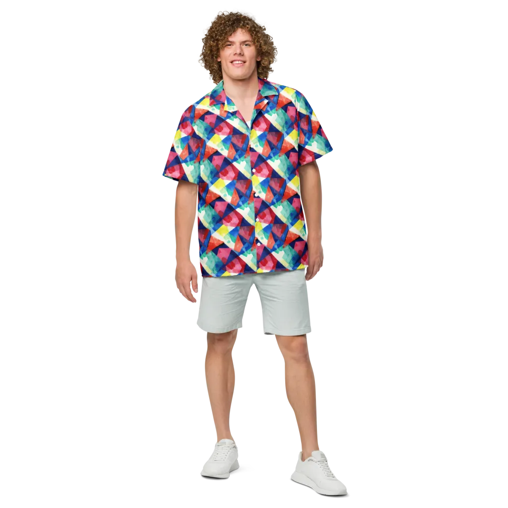 Chromatic Collage on Button Shirt — Front