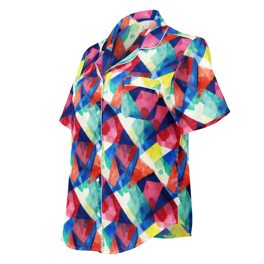 Chromatic Collage on Women's Short Sleeve Pajama Top — Left Front