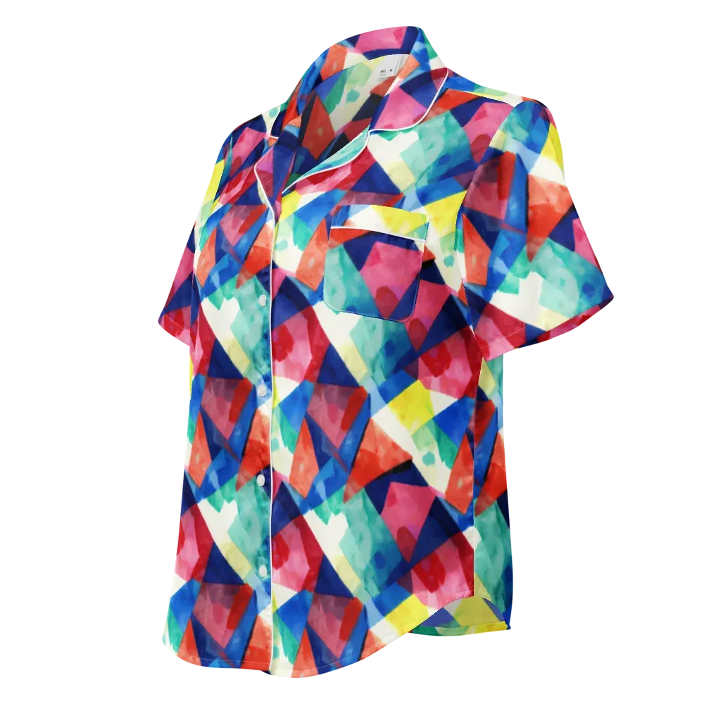 Chromatic Collage on Women's Short Sleeve Pajama Top — Left Front