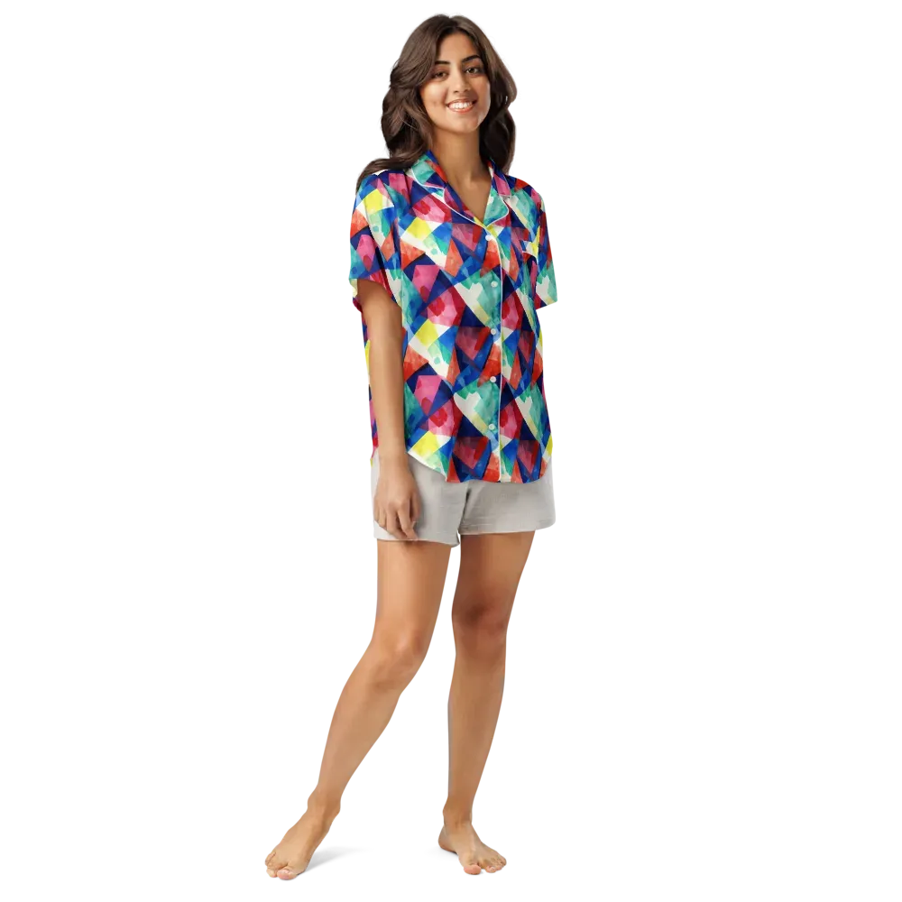 Chromatic Collage on Women's Short Sleeve Pajama Top — Front