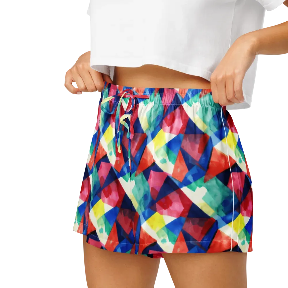 Chromatic Collage on Women's Pajama Shorts — Left