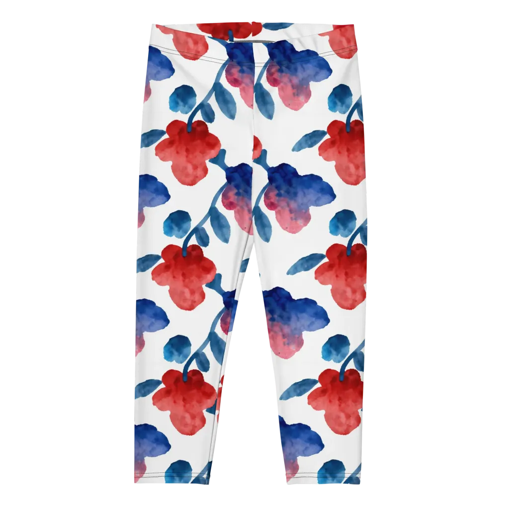 Blue Bloom Reverie on Capri Leggings — Front