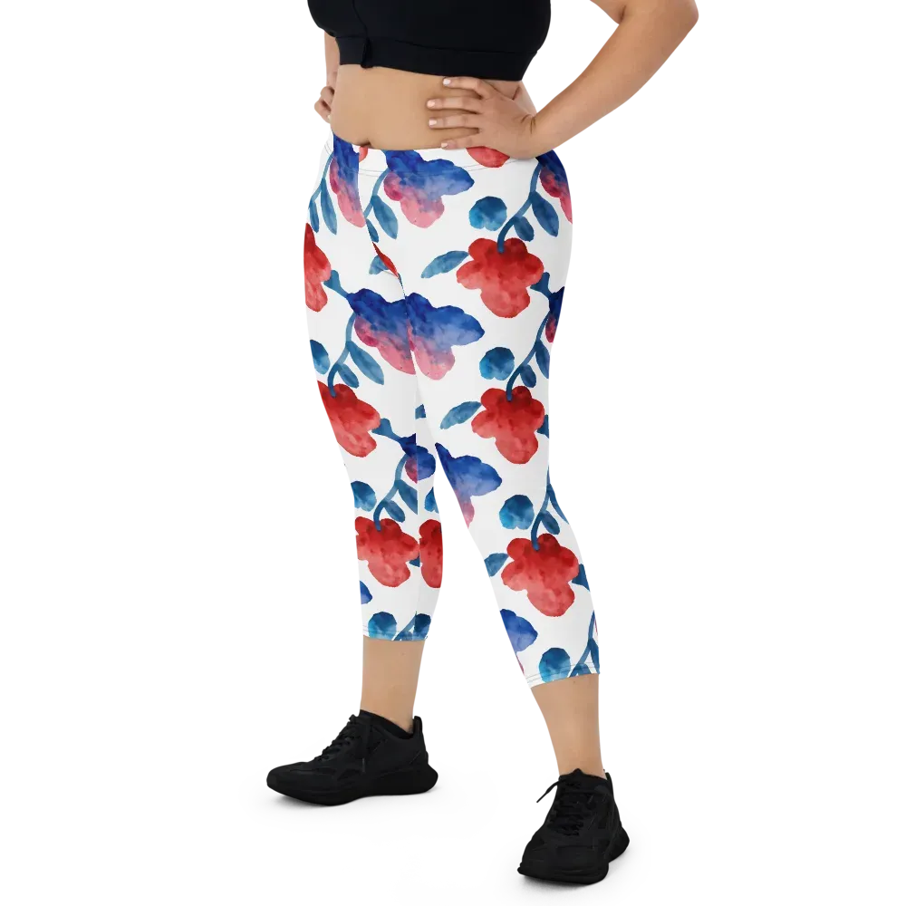 Blue Bloom Reverie on Capri Leggings — Front