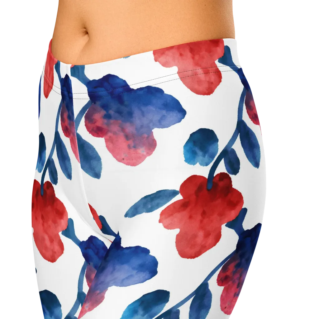 Blue Bloom Reverie on Capri Leggings — Zoomed-in