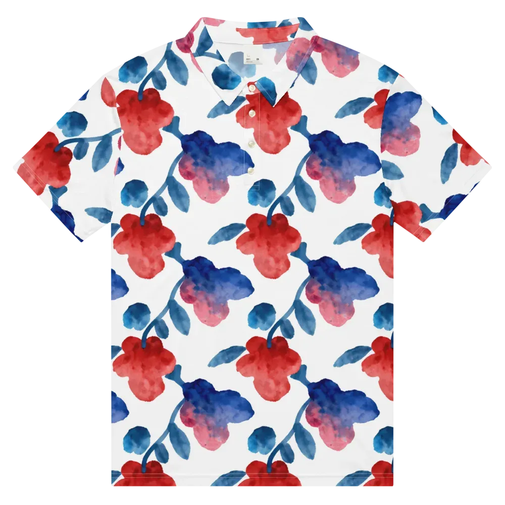 Blue Bloom Reverie on Men's Slim Fit Polo Shirt — Front