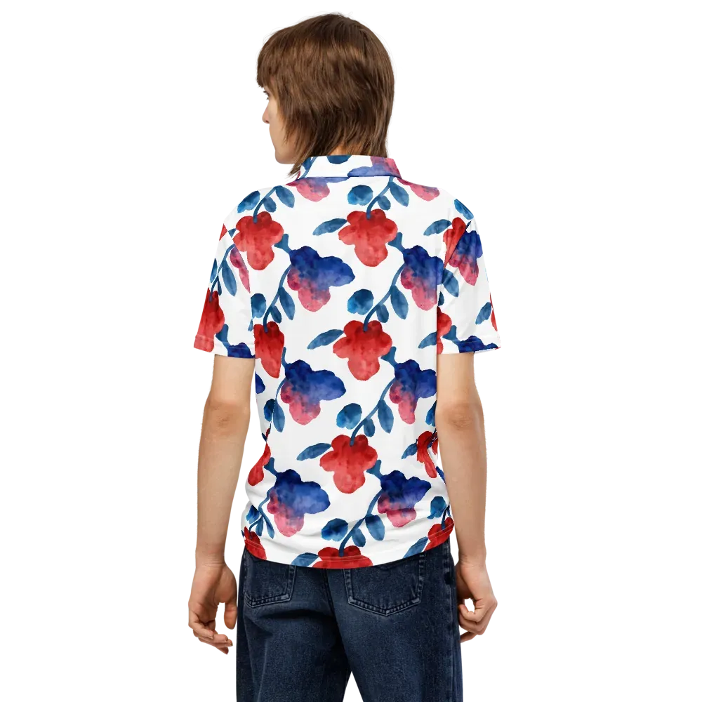 Blue Bloom Reverie on Men's Slim Fit Polo Shirt — Back