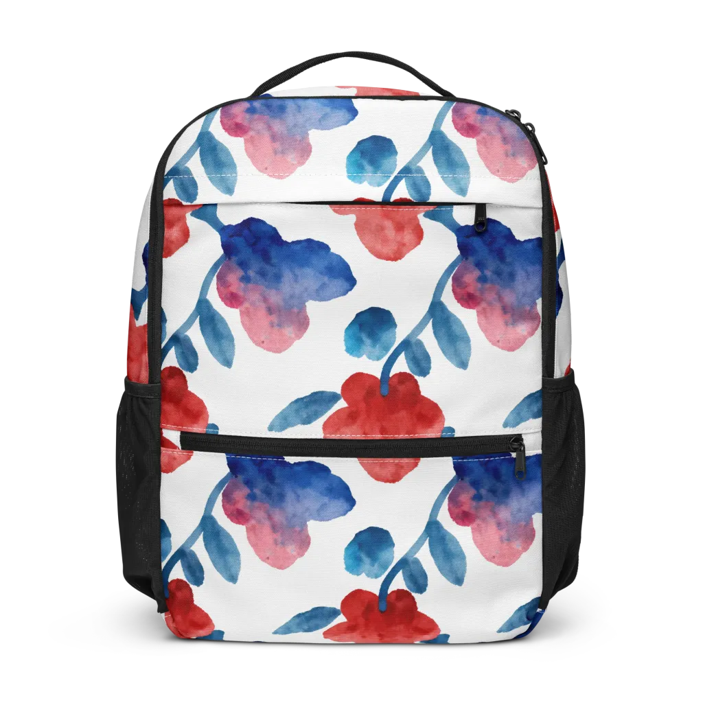 Blue Bloom Reverie on Utility Backpack — Front