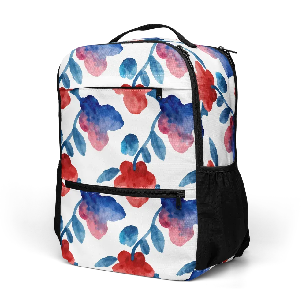 Blue Bloom Reverie on Utility Backpack — Left Front