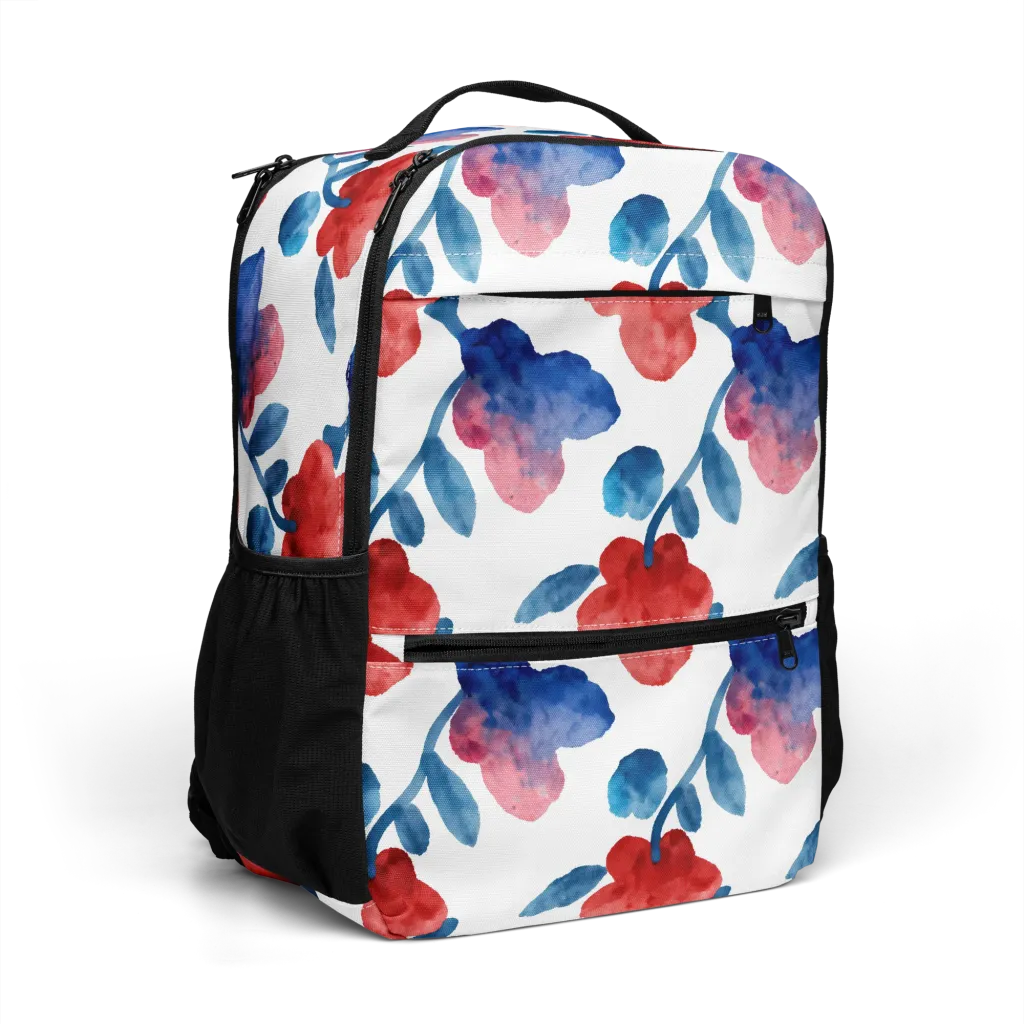 Blue Bloom Reverie on Utility Backpack — Right Front