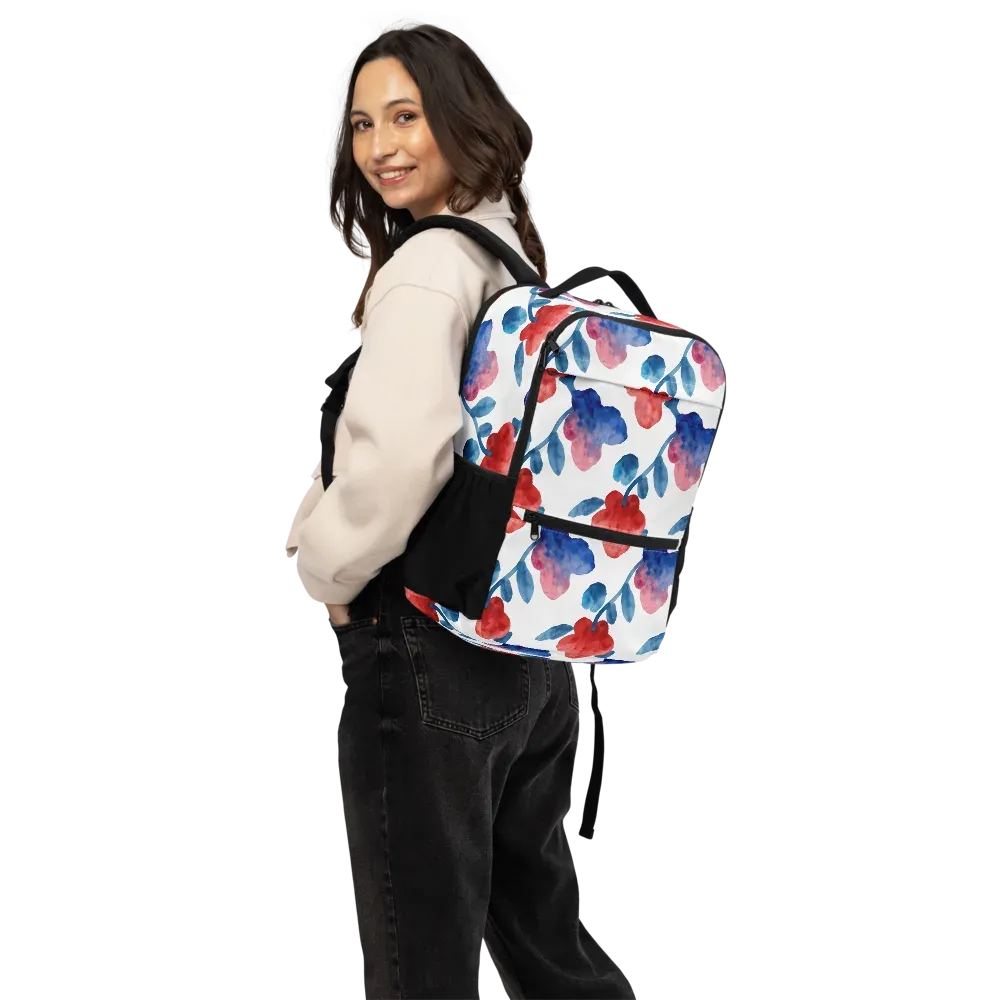 Blue Bloom Reverie on Utility Backpack — Back