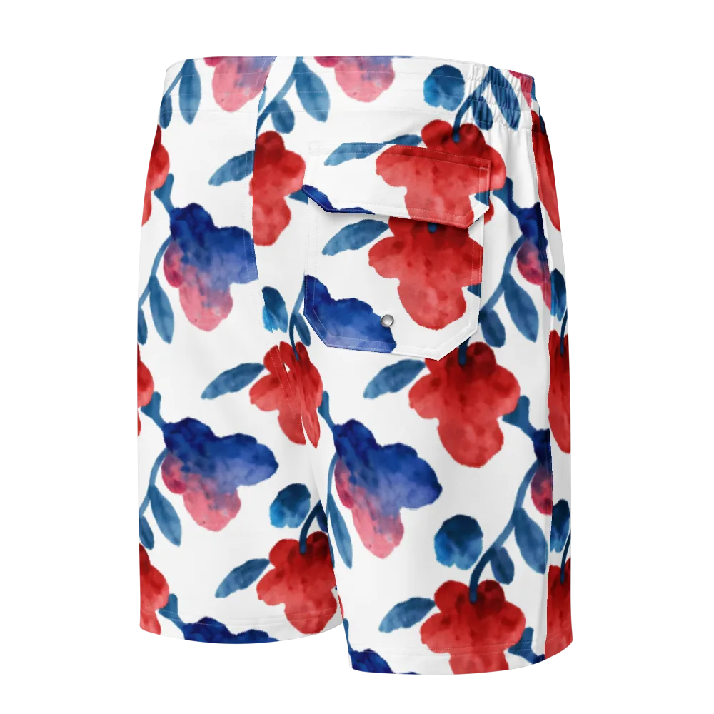 Blue Bloom Reverie on Men's Board Shorts — Back