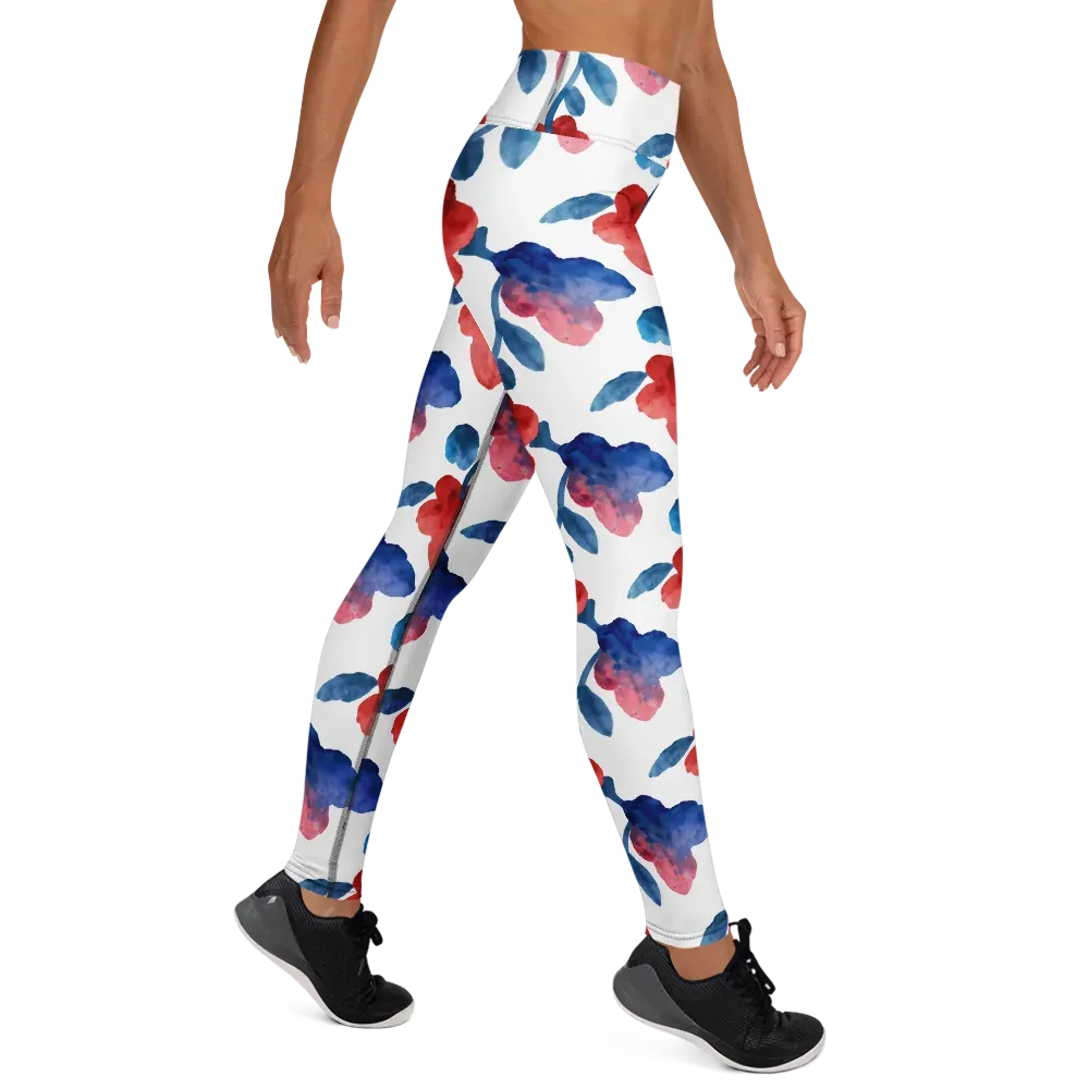 Blue Bloom Reverie on Yoga Leggings — Right