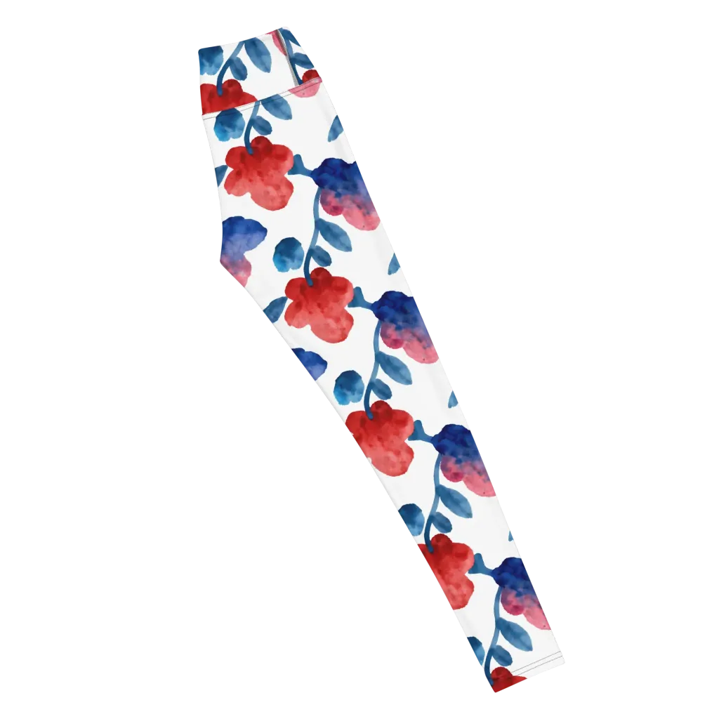 Blue Bloom Reverie on Yoga Leggings — Right