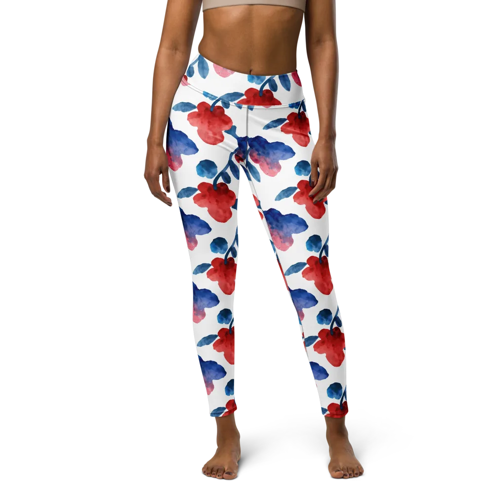 Blue Bloom Reverie on Yoga Leggings — Front