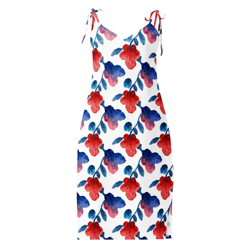 Blue Bloom Reverie on Slip Dress — Front