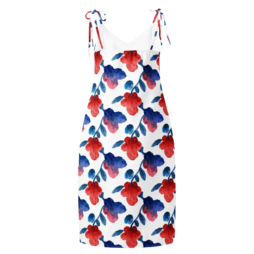 Blue Bloom Reverie on Slip Dress — Back