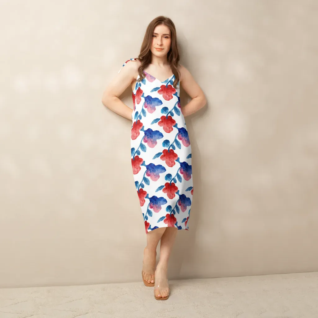 Blue Bloom Reverie on Slip Dress — Front