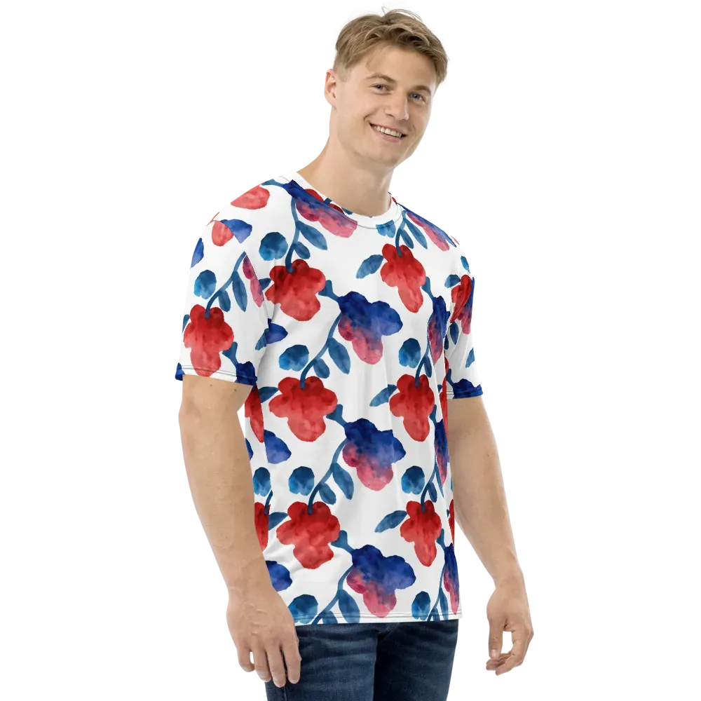 Blue Bloom Reverie on Men's Crew Neck T-Shirt — Right